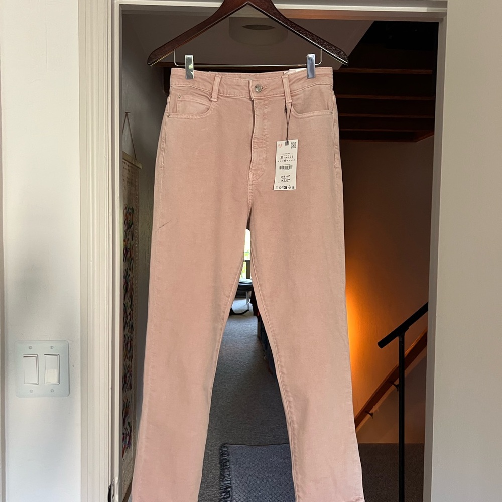 Zara Light Pink Mom Fit Jeans